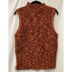 Finity Studios Women's Orange Multicolor Sleeveless Knit Sweater - SZ L